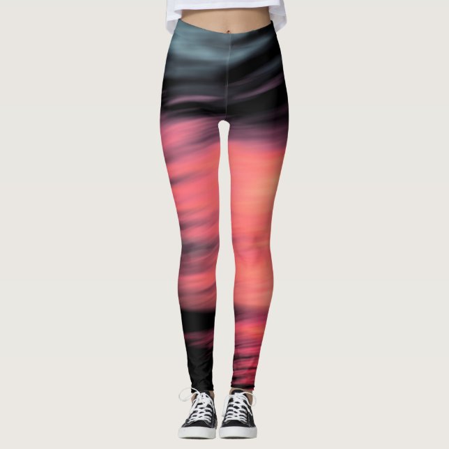 Abstract black coral leggings (Front)