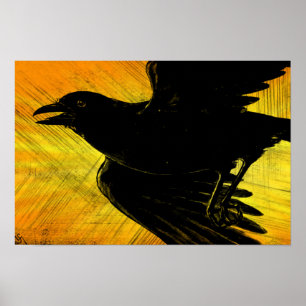 Abstract Black Crow Canvas Print