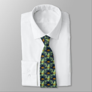 Abstract Black Daisy Flower Pattern  Tie