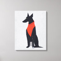 Abstract Black Dog with Red Bandanna Art