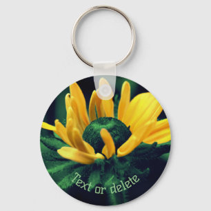 Abstract Black Eyed Susan Flower Personalized Key Ring