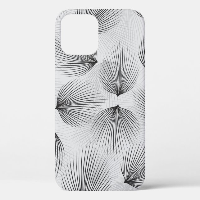 Abstract black flower pattern on grey background Case-Mate iPhone case (Back)