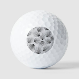 Abstract Black Flowers: Grey Elegance. Golf Balls