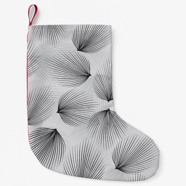 Abstract Black Flowers: Grey Elegance. Small Christmas Stocking (Front)