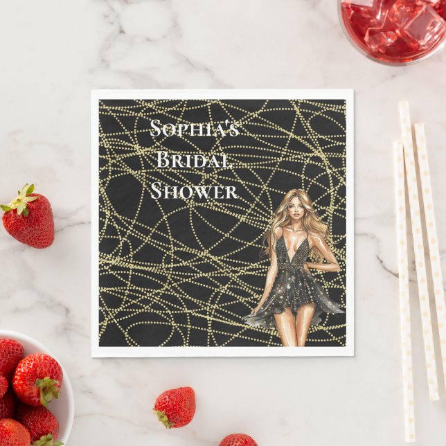 Abstract Black Gold Bridal Shower Napkin (Insitu)