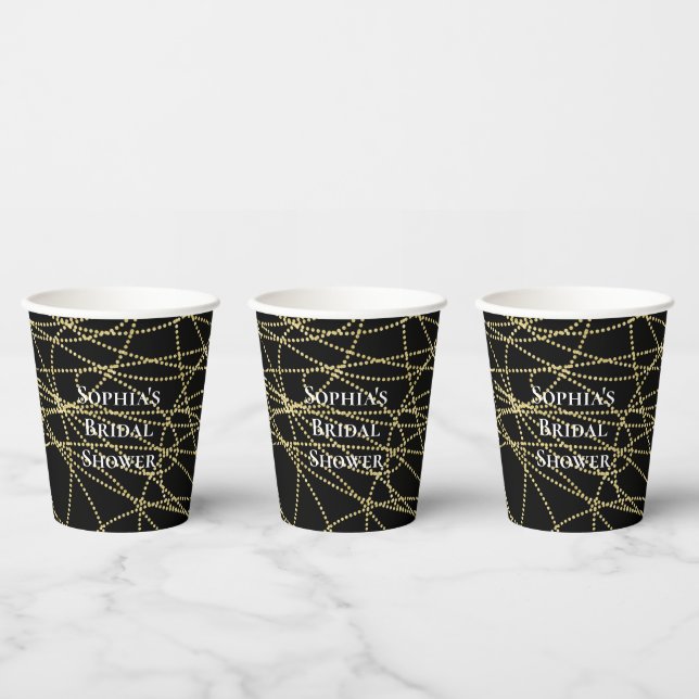 Abstract Black Gold Bridal Shower Paper Cups (Multi)