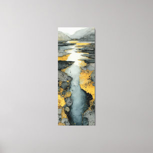Abstract Black & Gold Fluid Coastal Landscape Canvas Print