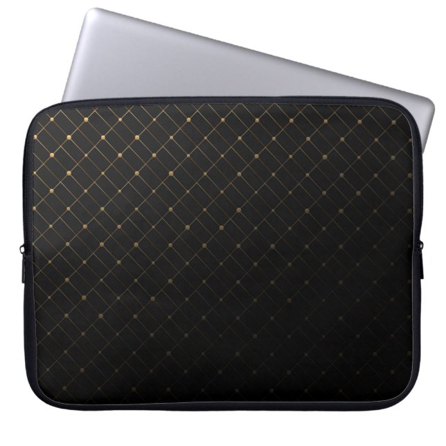 Abstract Black-Gold Geometric Pattern Laptop Sleeve (Front)