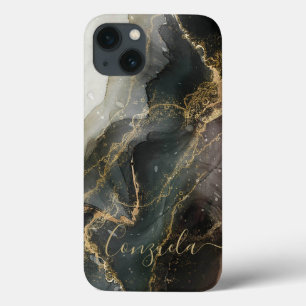 Abstract Black Gold Marble  iPhone 13 Case