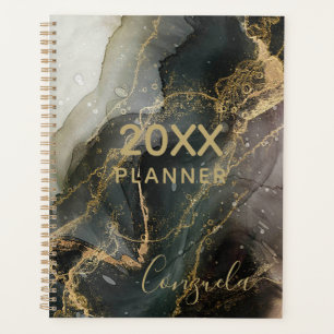 Abstract Black Gold Marble Planner
