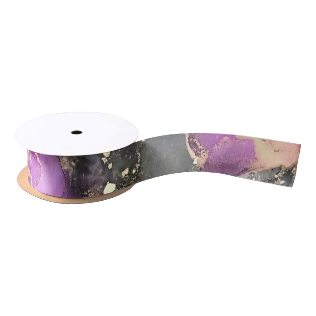 Abstract Black Gold Purple Unique Ribbon Satin Ribbon (Spool)