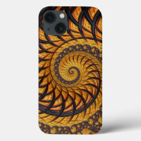 Abstract Black Gold Spiral Fractal