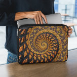 Abstract Black Gold Spiral Fractal Laptop Sleeve<br><div class="desc">This product features an abstract geometric spiral fractal art in black and gold shades.</div>