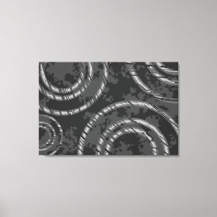 Abstract Black Gray Circles Through Time Canvas Print