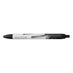 Abstract Black Gray Dripping Marble Seamless Cute Black Ink Pen