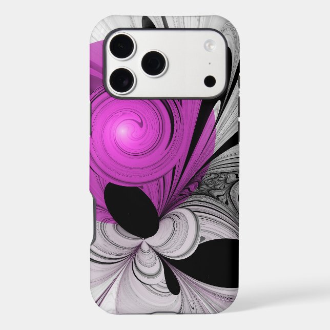 Abstract Black Gray With Magenta Fractal Art (Back)