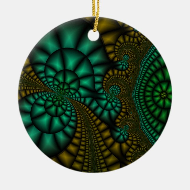 Abstract Black, green, and gold ornament (Front)