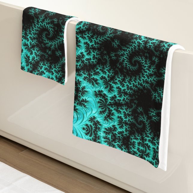 Abstract Black Green Fractal Bath Towel Set (Creator Uploaded)