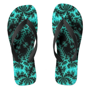 Abstract Black Green Fractal Pattern Jandals
