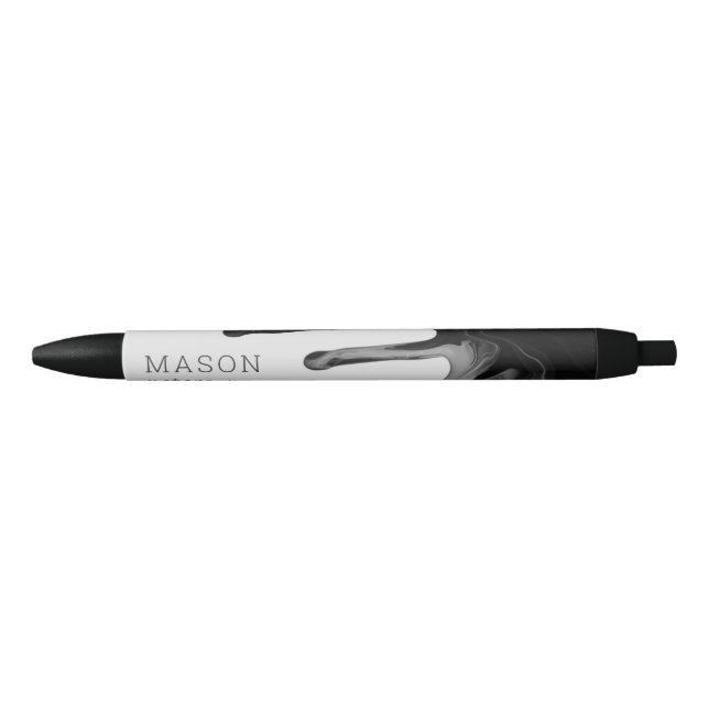 Abstract Black Grey Dripping Marble Seamless Cute Ink Pen (Front)
