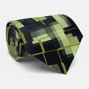 Abstract Black Grey Grey Green Tie