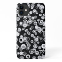 Abstract black, grey, white circles phone case