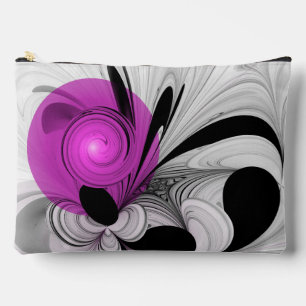 Abstract Black Grey With Magenta Fractal Art Accessory Pouch