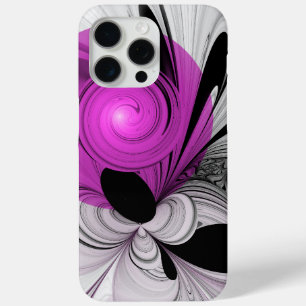 Abstract Black Grey With Magenta Fractal Art iPhone 15 Pro Max Case