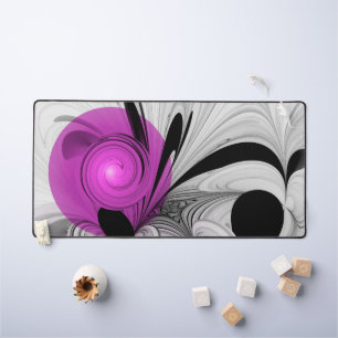 Abstract Black Grey With Magenta Fractal Art Desk Mat