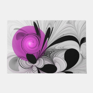 Abstract Black Grey With Magenta Fractal Art Doormat