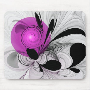 Abstract Black Grey With Magenta Fractal Art Mouse Pad