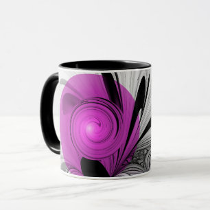 Abstract Black Grey With Magenta Fractal Art Mug