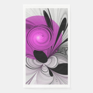 Abstract Black Grey With Magenta Fractal Art Napkin