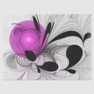 Abstract Black Grey With Magenta Fractal Art Tissue Paper
