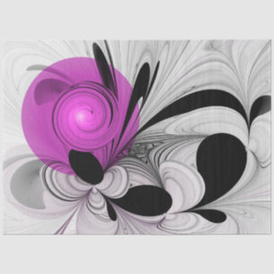 Abstract Black Grey With Magenta Fractal Art Tissue Paper