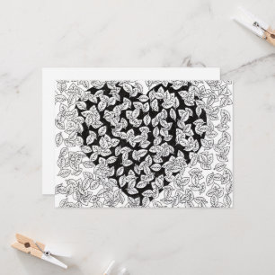 Abstract Black Heart Leaves Doodle Wedding Invitat Invitation