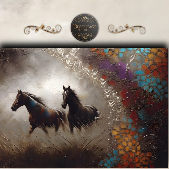 Abstract Black Horses Art Decoupage Tissue Paper (Abstract Black Horses Art Decoupage Tissue Paper)
