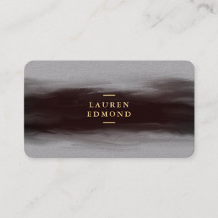 Abstract Black Ink Brushstroke Premium Grey Business Card