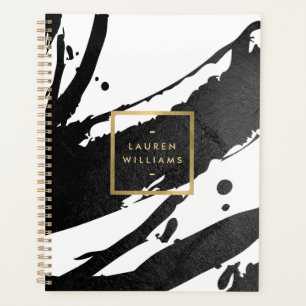 Abstract Black Ink Brushstrokes Appointment Book Planner