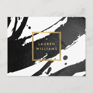 Abstract Black Ink Brushstrokes Postcard