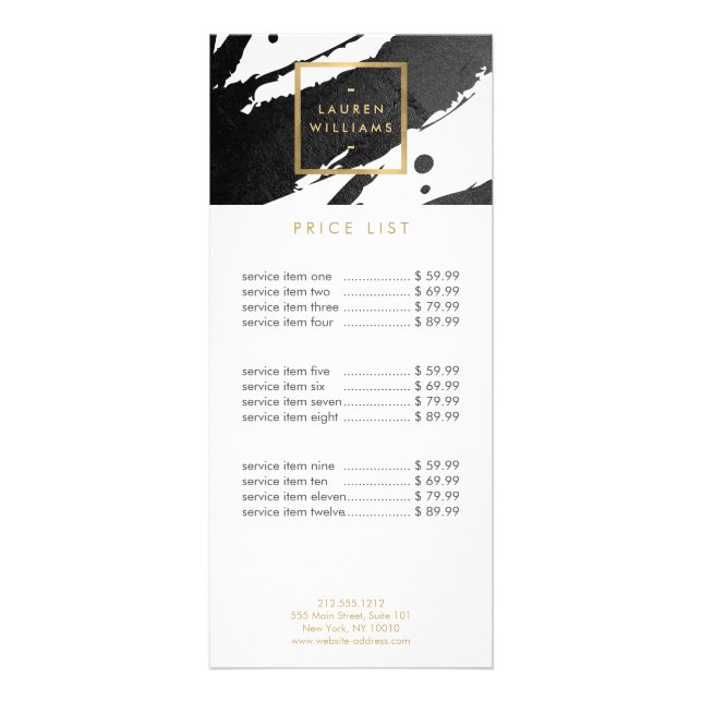 Abstract Black Ink Brushstrokes Rack Card (Front)