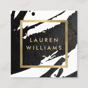 Abstract Black Ink Brushstrokes Square Business Card