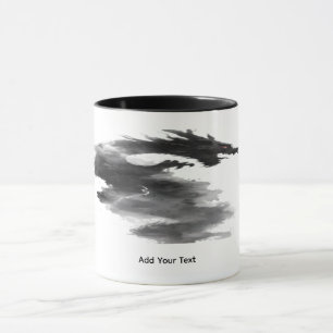 Abstract Black Ink Smoke Dragon Fantasy Mug