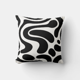 Abstract Black Liquid Shapes Seamless Pattern Cushion