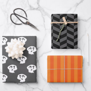 Abstract Black Orange Halloween Gift Wrapping Paper Sheet