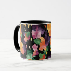 Abstract Black Peach Orange Green Pink Mug