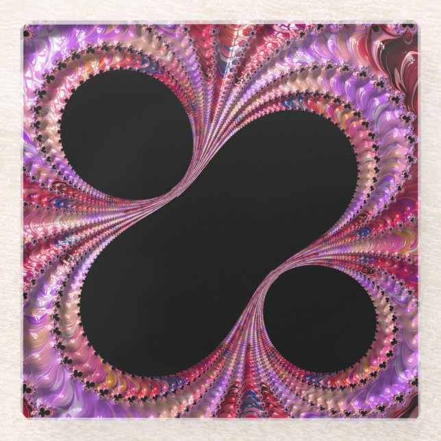 Abstract Black Percent Sign Fractal Glass Coaster (Front)