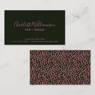Abstract Black Pink and Orange Dots  Business Card