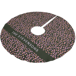 Abstract Black Pink and Orange Dots Personalised   Brushed Polyester Tree Skirt