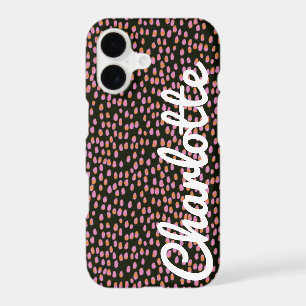 Abstract Black Pink Dots Customised Script Name